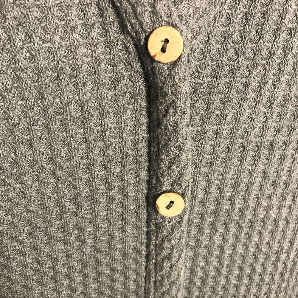 Paper Crane waffle wooden button-down dress v-neck - Picture 4 of 5